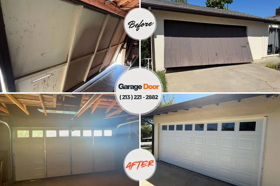 Before and after: garage door repair Concord, CA